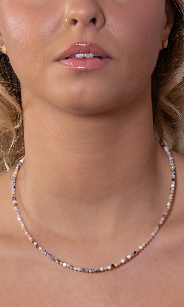 Pink Opal Beaded Necklace 1