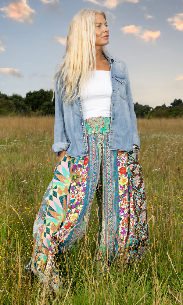 Glastonbury Trousers - Multicolour Blue/Green Tone