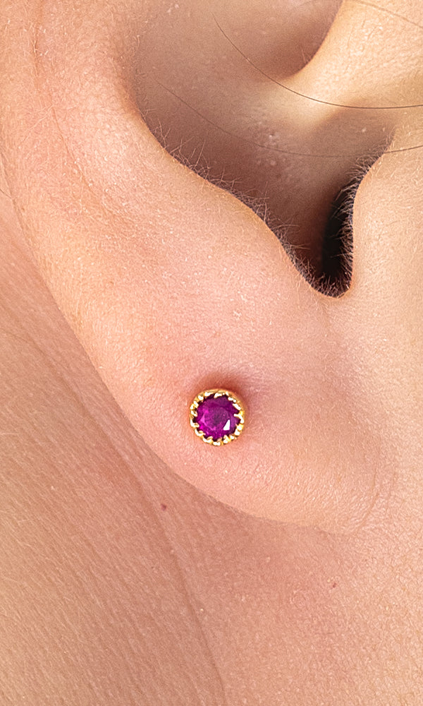 Gold Ruby Studs 1