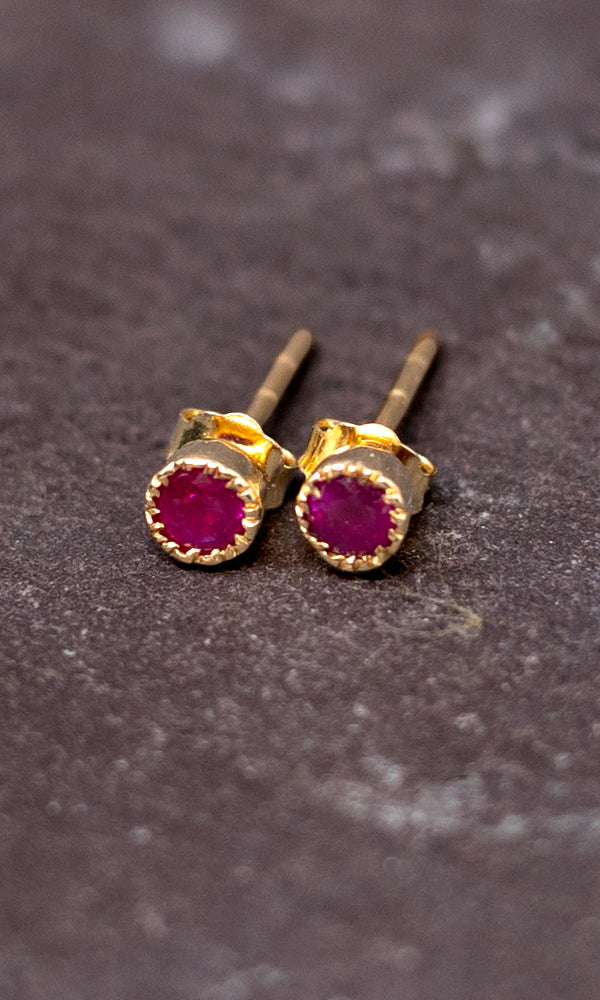 Gold Ruby Studs 1