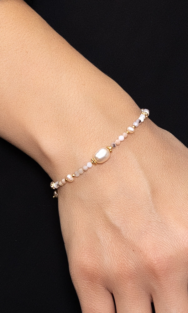 Pink Opal + Pearl Bracelet PO2