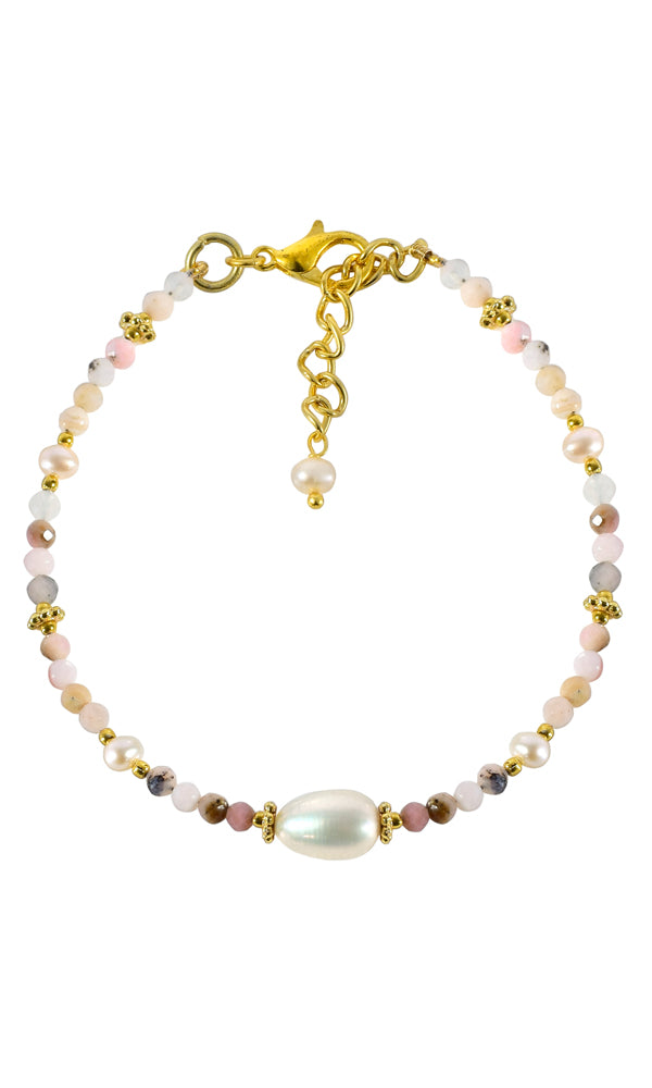 Pink Opal + Pearl Bracelet PO2