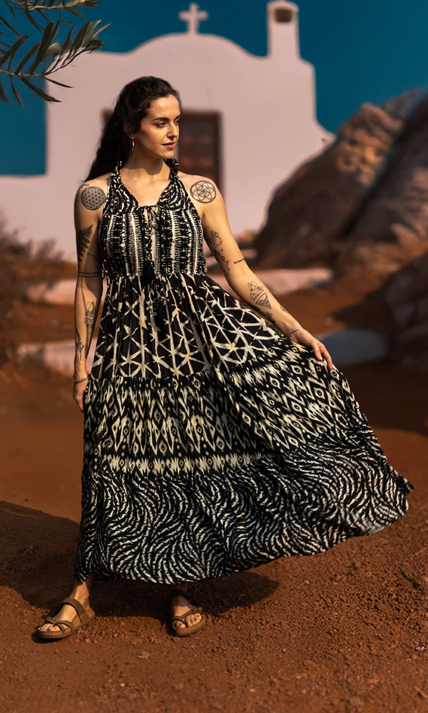 Tula Dress - Black Patchwork