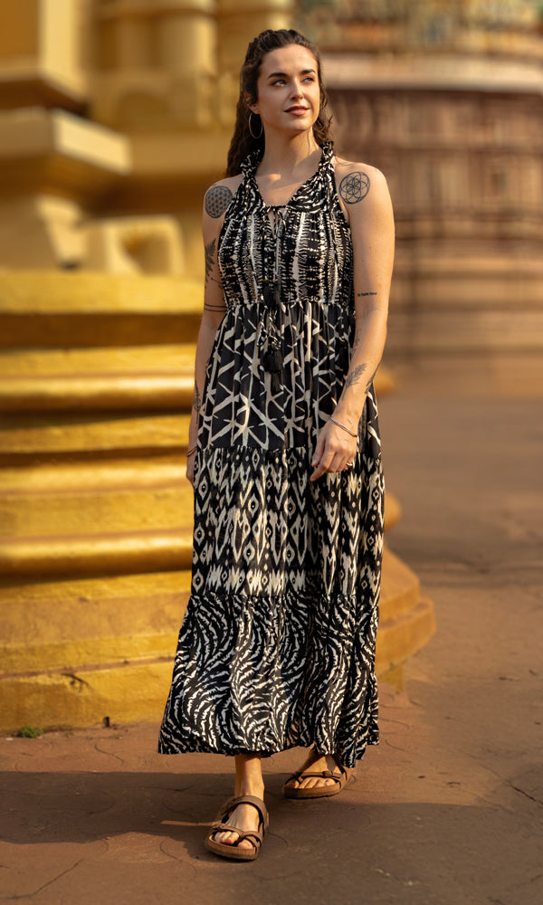 Tula Dress - Black Patchwork