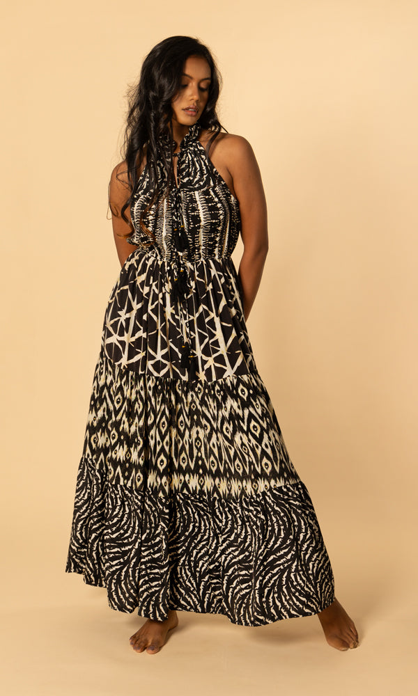 Tula Dress - Black Patchwork