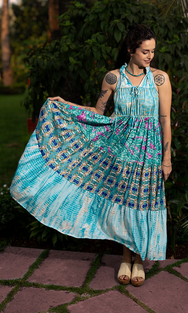 Tula Dress - Turquoise Patchwork