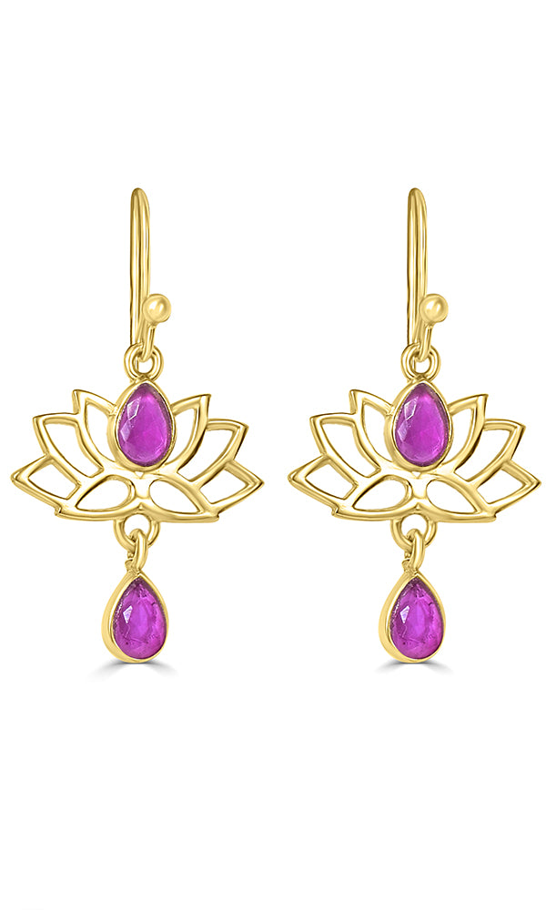 Gold Plated Pink Agate Earring - GPE5