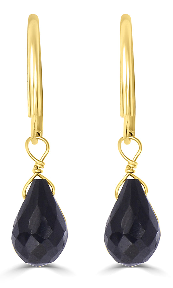 Gold Plated Black Onyx Earring - GPE7