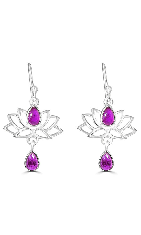 Silver Pink Lotus Earring - EL1C