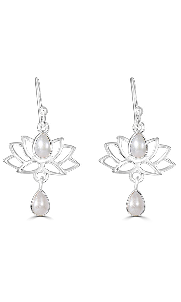 Silver Pearl  Lotus Earring - EL1A