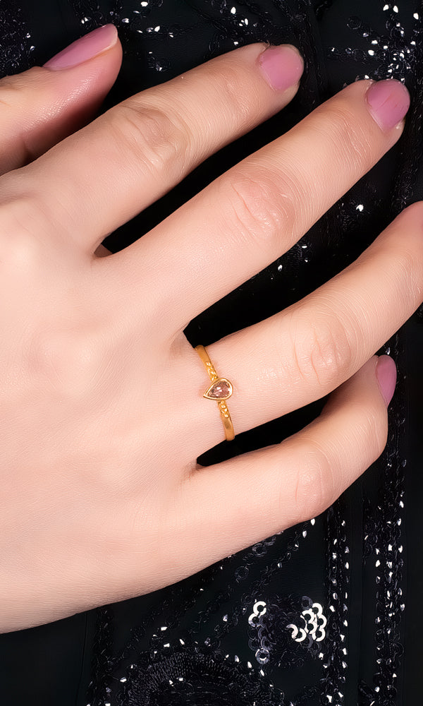 Gold+Diamond Teardrop Ring - RG2203
