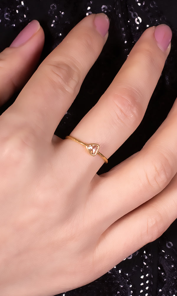 Gold+Diamond Triangular Ring - RG2204
