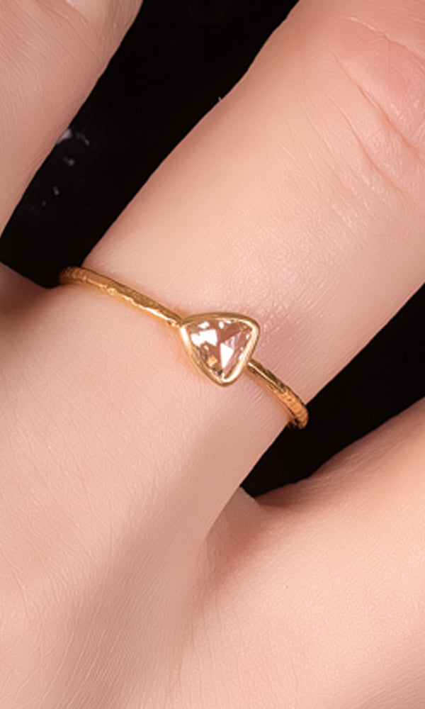 Gold+Diamond Triangular Ring - RG2204