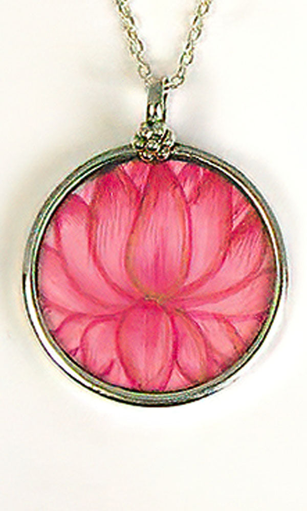 Hand Painted Pendant - Pink Lotus