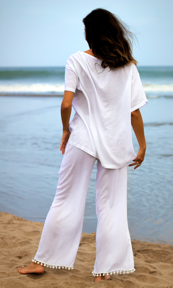 White gauze best sale beach pants