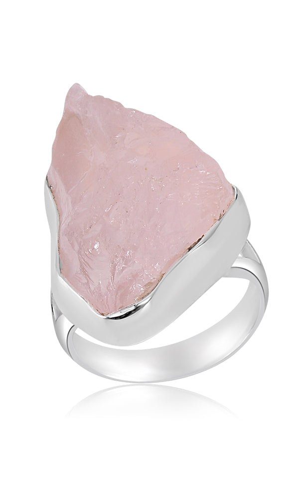 Rose Quartz Rough Stone Ring