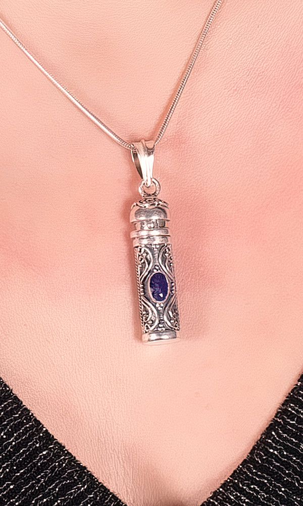 Cylinder Pendant with Iolite Stone - SP2